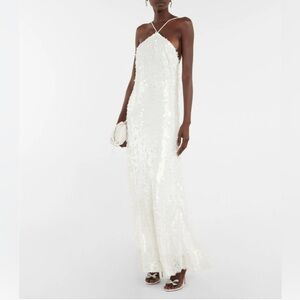 White Sequin Halter Slip Dress - Birger Christensen